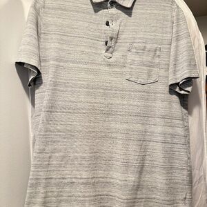 Banana Republic Performance Pique Polo Marled Grey Large Tall